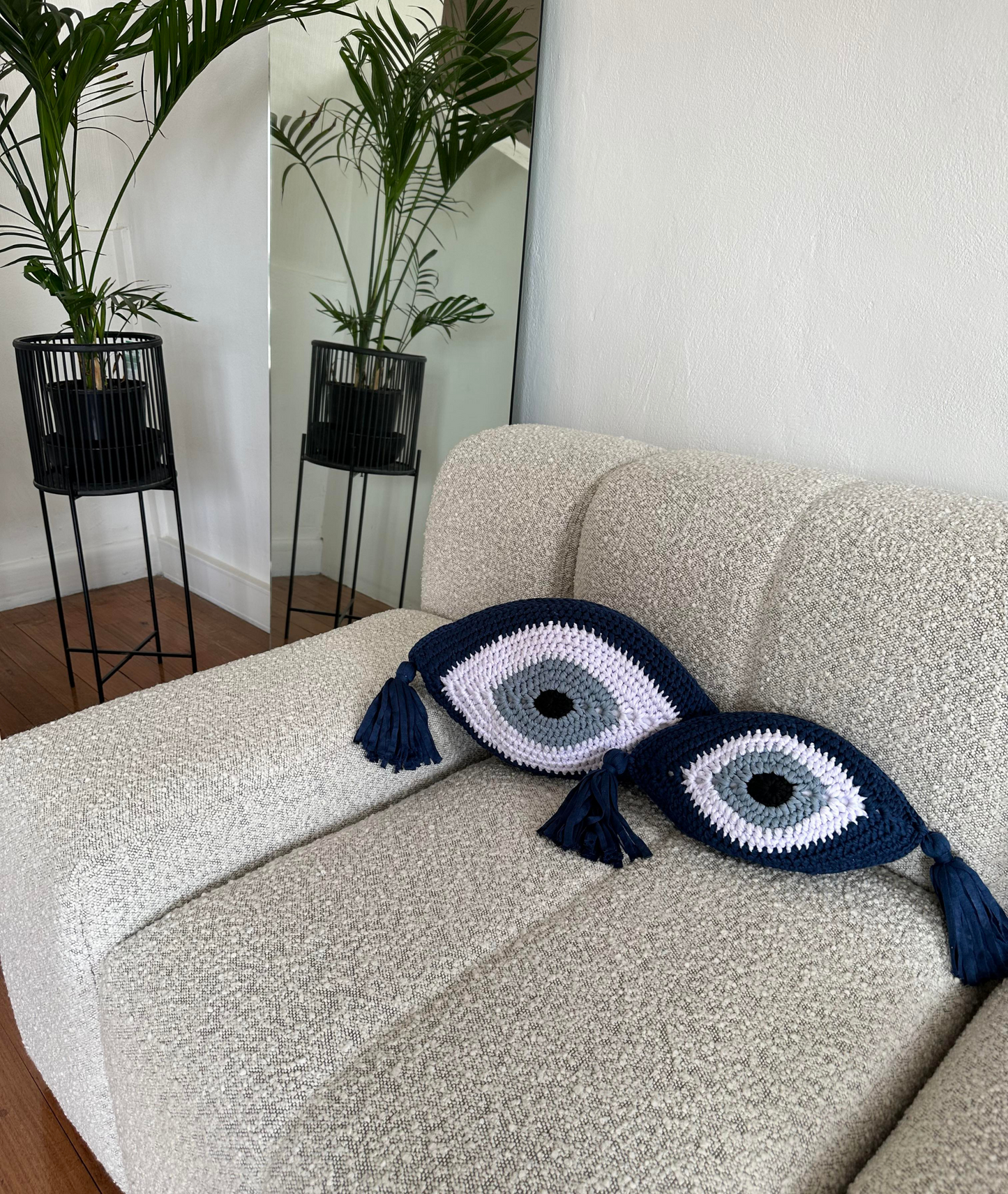 Evil Eye Pillow - Navy
