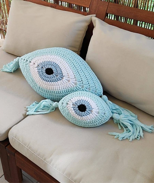Evil Eye Pillow - Aqua