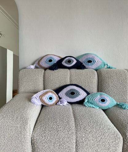 Evil Eye Pillow - White