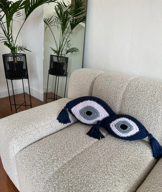 Evil Eye Pillow - Navy