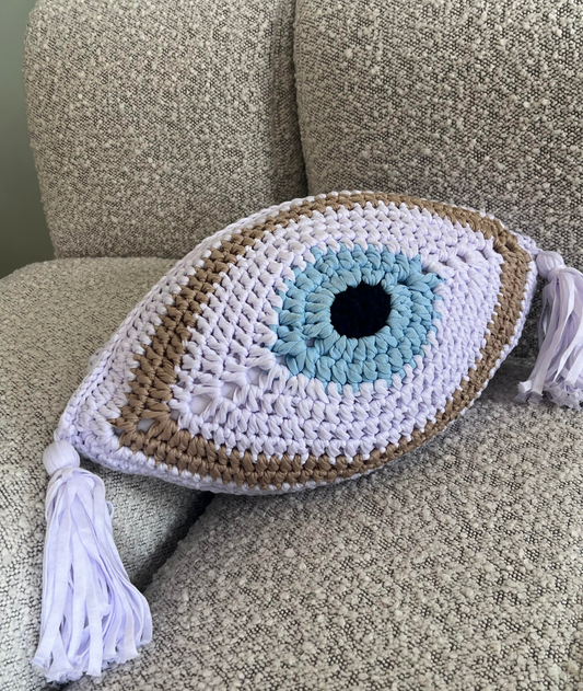 Evil Eye Pillow - White